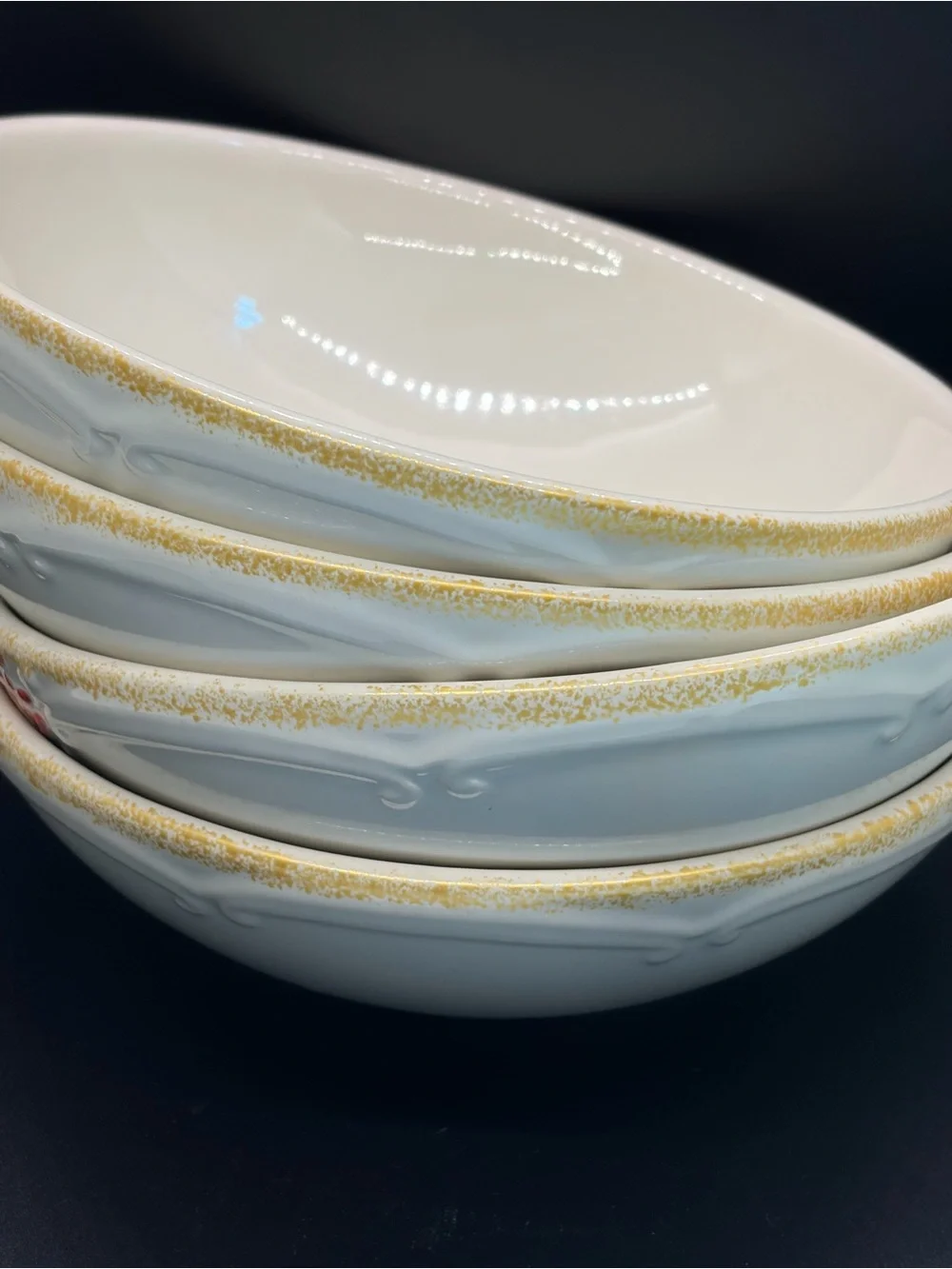 Pfaltzgraff Garland Spruce Soup Cereal Bowls Set of 4 Discontinued Stoneware